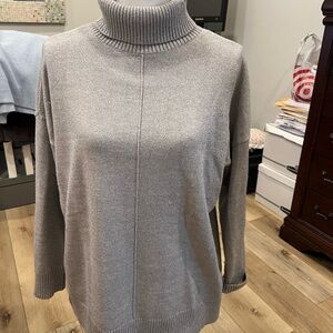 Ann Taylor Silver shimmer turtleneck sweater Size LP